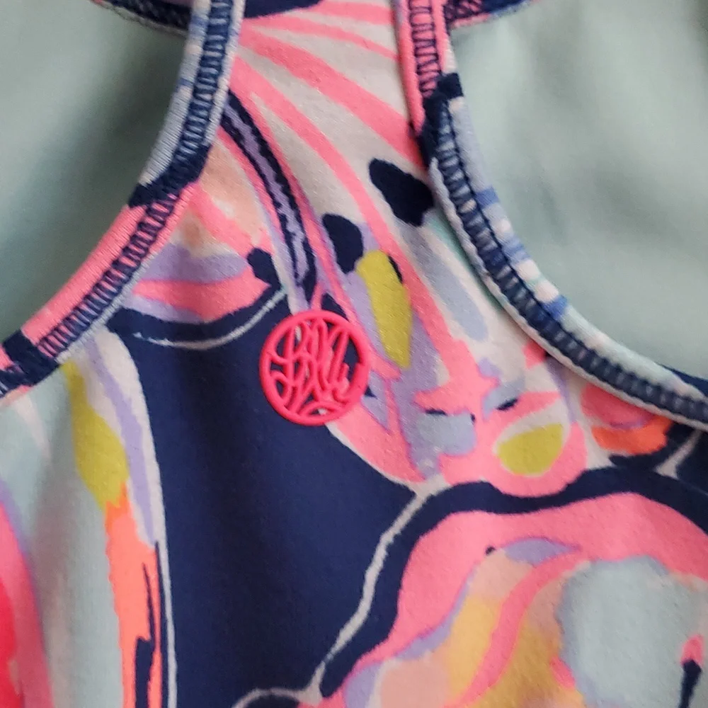 Lilly Pulitzer Luxletic Sports Bra Pink Blue Shell SzXXS.